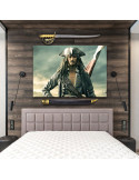 Pacchetto Spada Pirati dei Caraibi Jack Sparrow + Stendardo