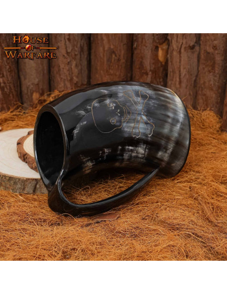 Boccale teschio pirata in corno di bue