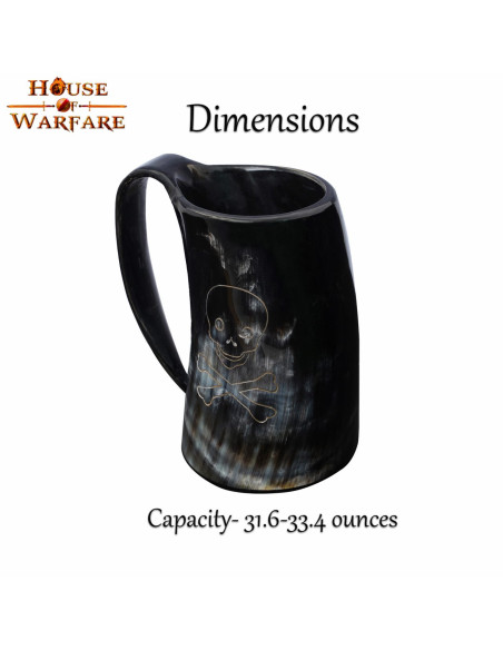 Boccale teschio pirata in corno di bue