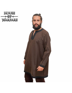 Tunica classica nordica e medievale in cotone marrone 2
