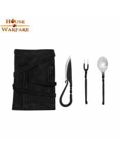 Gioco 3 posate medievali forgiate con coperchio