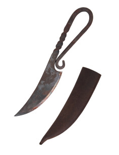 Coltello medievale forgiato, con fodero (22 cm.)