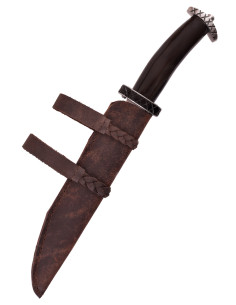 Coltello Seax corto con manico in corno e fodero in cuoio... 2