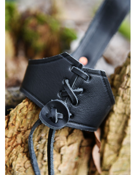 Baldric in pelle nera per corno vichingo