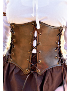 Corsetto medievale in pelle con lacci, marrone 2