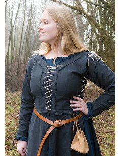 Abito medievale Marit con pizzo, blu scuro 2