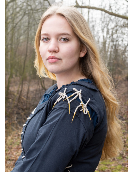 Abito medievale Marit con pizzo, blu...
