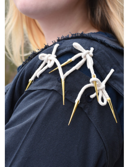 Abito medievale Marit con pizzo, blu...