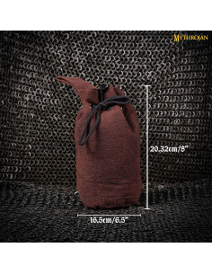 Borsa da mendicante medievale marrone con lacci... 2