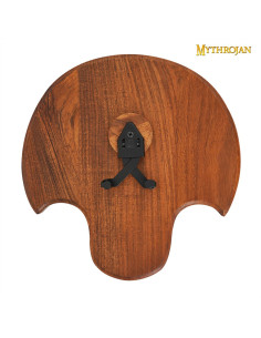 Supporto, in legno e metallo, merlato per appendere la...
