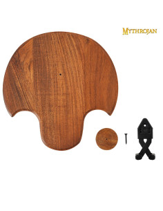 Supporto, in legno e metallo, merlato per appendere la... 2