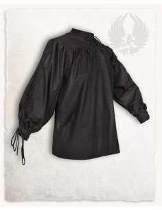 Camicia medievale nera con lacci modello Alex 2