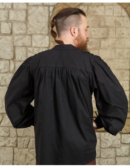 Camicia medievale nera con lacci...