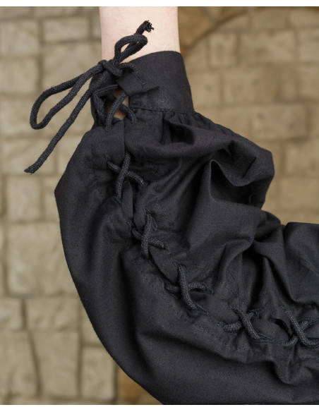 Camicia medievale nera con lacci...