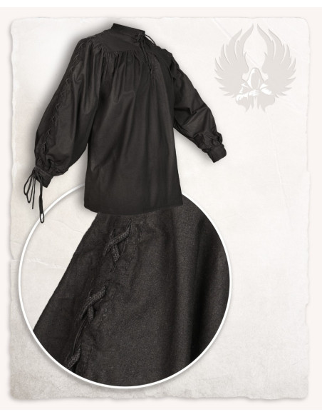 Camicia medievale nera con lacci...