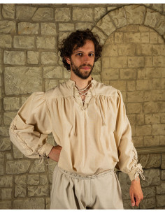Camicia crema medievale con cravatte modello Alex