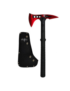 Terza ascia tattica in acciaio 420 finitura rossa, 39 cm.