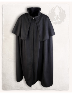 Mantello medievale a collo alto modello Bron - nero