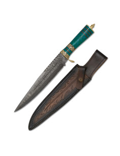 Coltello sportivo in acciaio damasco con punta rompivetro...