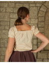 Blusa medievale Kalina, color crema, in cotone
