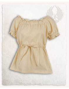 Blusa medievale Kalina, color crema, in cotone 2