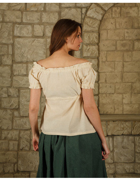 Blusa medievale Kalina, color crema,...