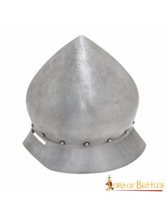 Elmo medievale, tipo teiera, finitura antica, XV secolo 2