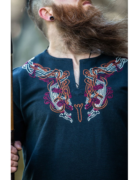 Tunica vichinga Snorri con ricamo a...