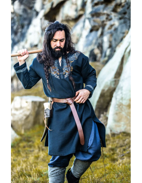 Tunica vichinga Snorri con ricamo a...
