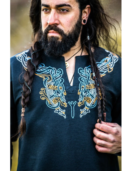 Tunica vichinga Snorri con ricamo a...