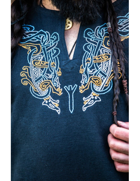 Tunica vichinga Snorri con ricamo a...