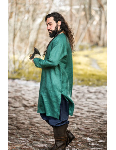 Tunica vichinga in lino Halvar verde 2