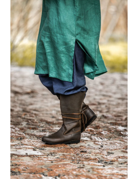 Tunica vichinga in lino Halvar verde