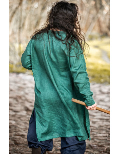 Tunica vichinga in lino Halvar verde