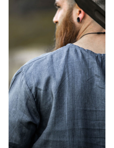 Tunica vichinga in lino Halvar grigia