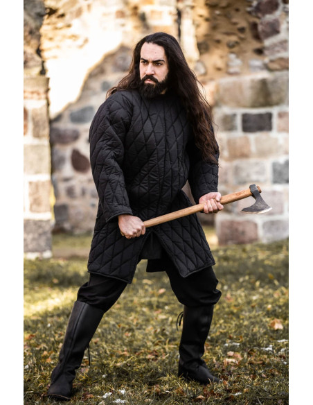 Gambeson medievale imbottito nero, Nils