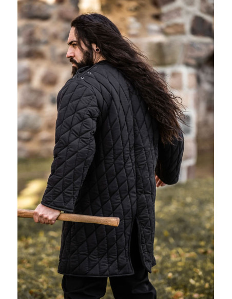 Gambeson medievale imbottito nero, Nils