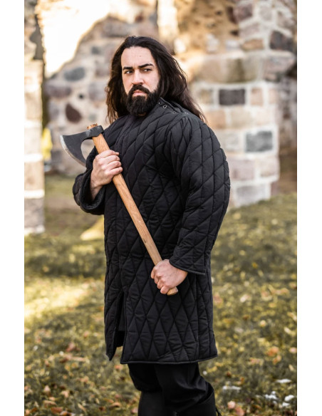 Gambeson medievale imbottito nero, Nils