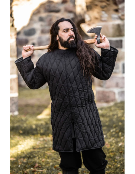 Gambeson medievale imbottito nero, Nils
