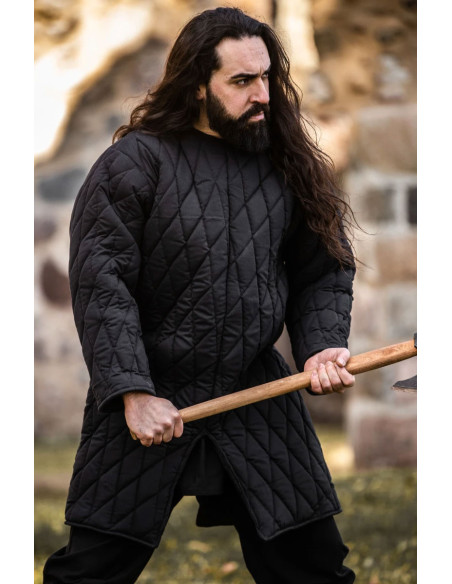 Gambeson medievale imbottito nero, Nils