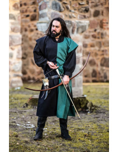 Tunica medievale bipartita Frojoerick, nero-verde