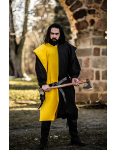 Tunica medievale bipartita Frojoerick, nero-giallo