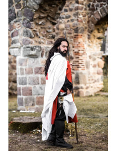 Mantello templare bianco con croce rossa sul retro 2