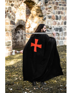 Mantello dei Cavalieri Templari modello Arnulf, nero-rosso