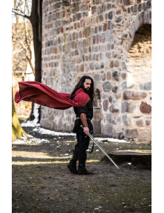 Lungo mantello medievale rosso, modello Gunnar 2
