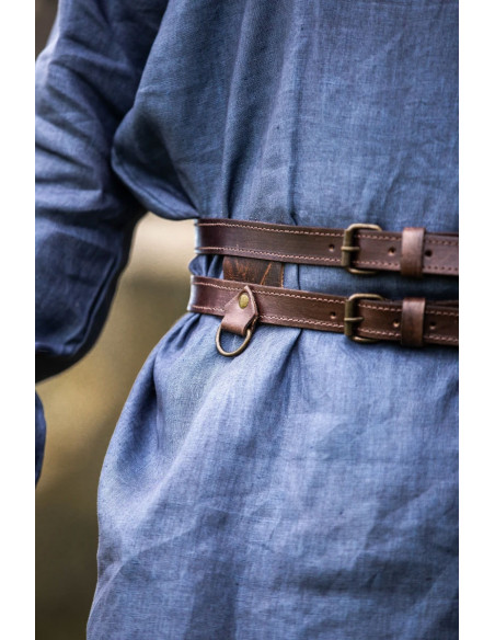 Cintura vichinga doppia in pelle,...