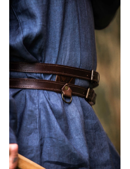 Cintura vichinga doppia in pelle,...