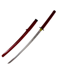 Katana decorativa rossa con scatola in legno (103 cm.)