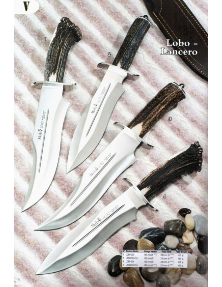Pugno di corno di cervo con coltello a pugno di Wolf-Lancer