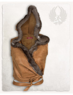 Top da donna medievale con cappuccio modello Jetta, marrone 2